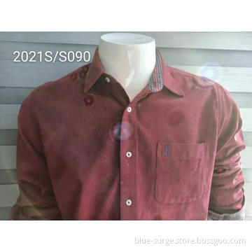 Leisure One-pocket corduroy Garments Men's Red Shirts